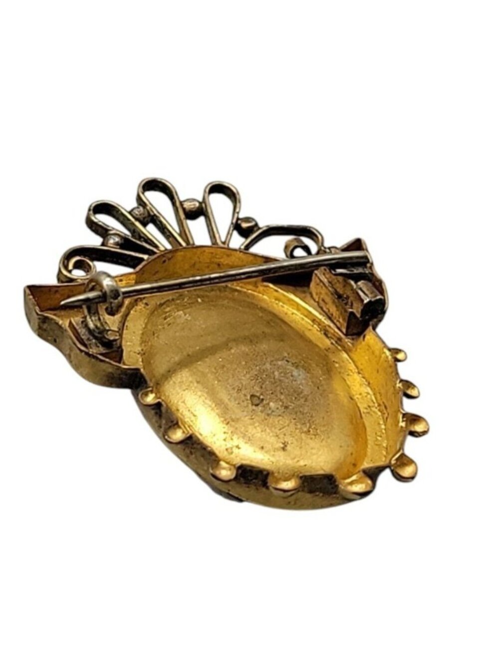Antique Victorian Carnelian Carved Cameo Brooch Gold Plated Seed Pearl Accents - Picture 6 of 12